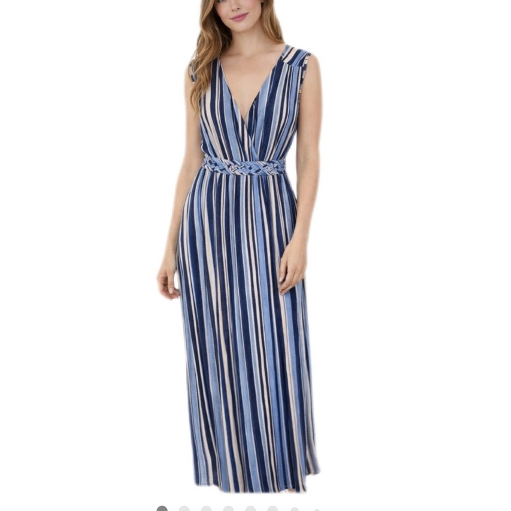 Ronni Nicole blue striped maxi dress XL NWT